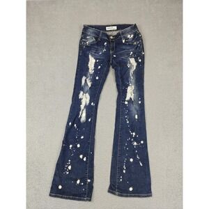 LIUCE'S Jeans Juniors 9 Blue Bootcut Distressed Studded Dark Wash Denim Teens